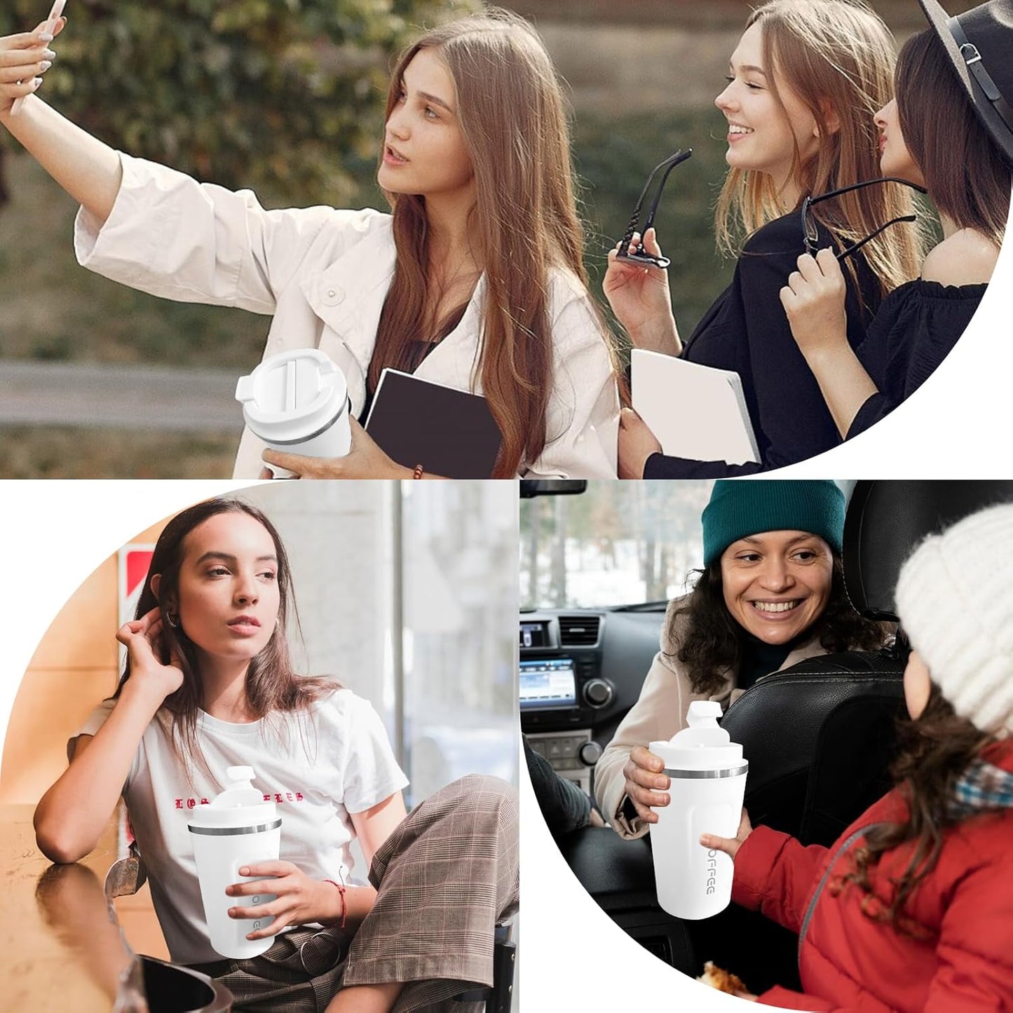 YINBAOGE Insulated Travel Coffee Mug Spill Proof Leak Proof Pobtable To Go Camping Stainless Steel Coffee Tumbler Reusable Coffee Cups with Lids Thermos for Hot and Cold Drink (2nd-Black, 17 OZ)