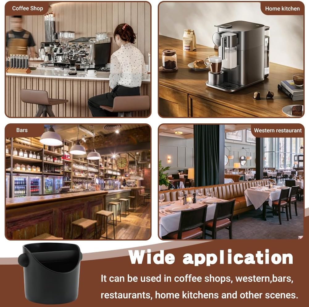 Espresso Knock Box 4.3 Inch Small Coffee Grounds Bin with Removable Knock Bar Non Slip Base Splash Proof Mini Knock Box for Home Cafes Restaurants