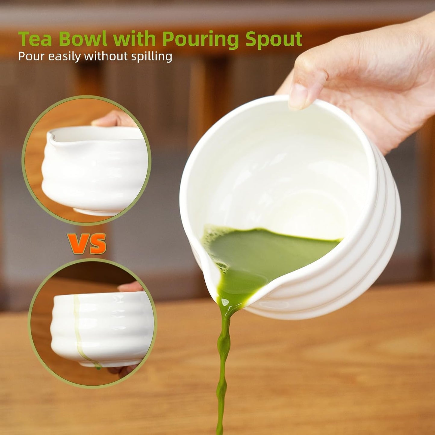 Matcha Whisk Set, 7 Pcs Matcha Kit, Premium Ceramic Matcha Set, Whisk and Bowl, Sifter, Cup Holder, Bamboo Scoop, Tea Plucking, Tea Towel, Matcha Lovers (White)