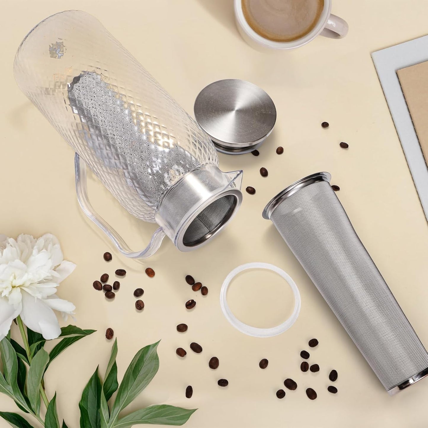 Goaste 3 Pack Cold Brew Coffee Filter for 64oz Wide Mouth Mason Jar, 304 Stainless Steel Strainer with Seal Ring, Coffee Tea Infuser Ultra Fine Mesh for Iced Coffee, Lemonade, Fruit Drinks, Sun Tea