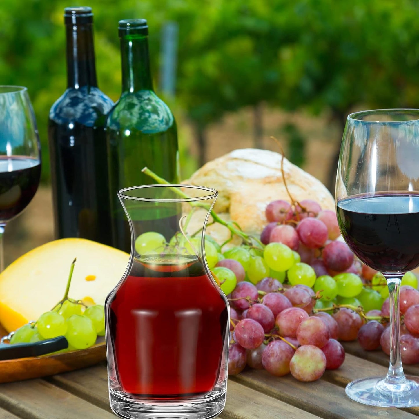 6 Pack Single Serving Wine Carafe Glass Small Mini Carafe Individual Wine Refill Decanter for Dinner Parties Tastings Bars Restaurants (6.5 oz)