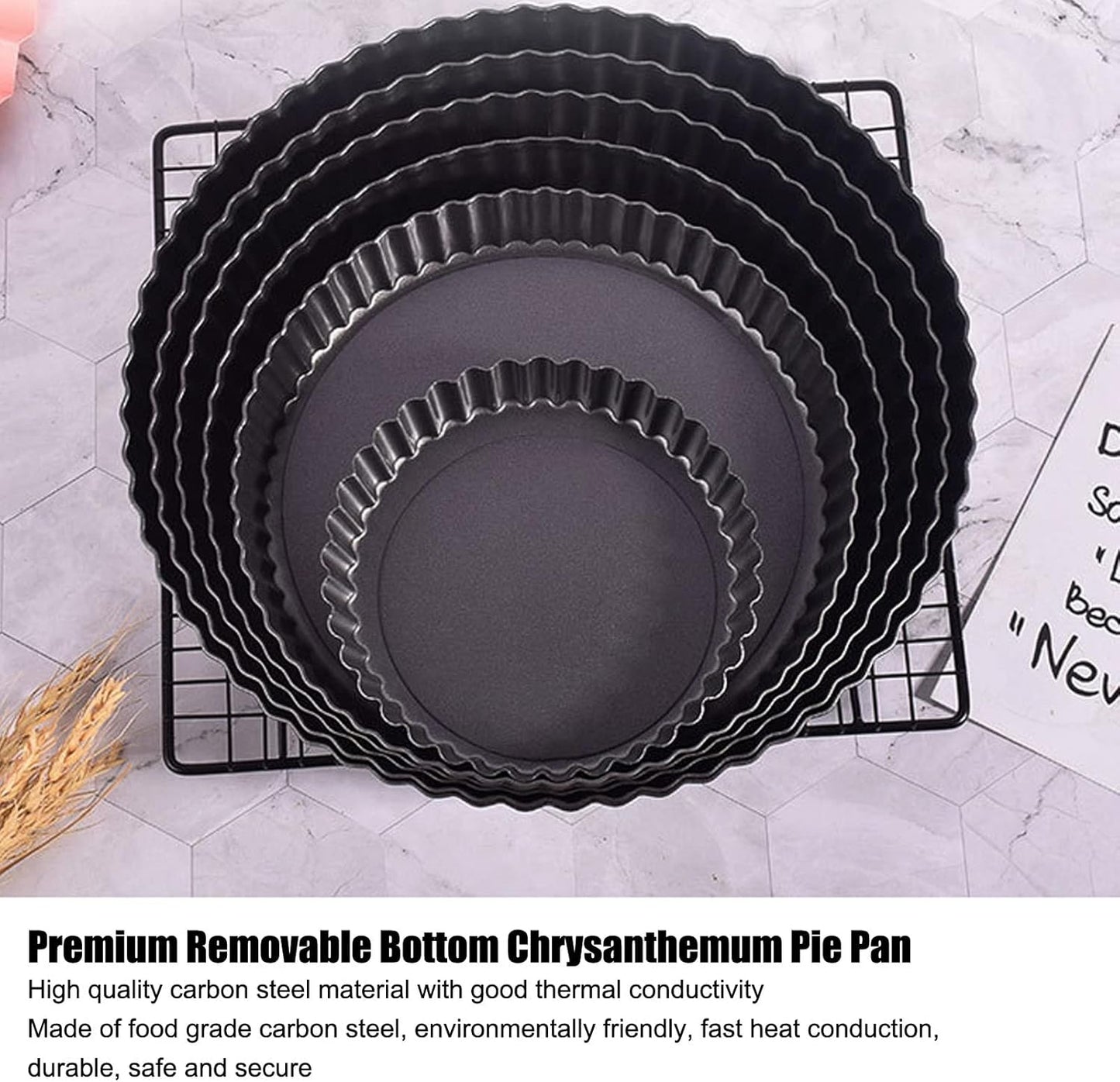 Fluted Tart Pan with Removable Bottom, Carbon Steel Round Tart Pan, Deep Baking Dish Pie Plate for Cakes Pies ([Thickened] 11-inch live bottom pie plate)