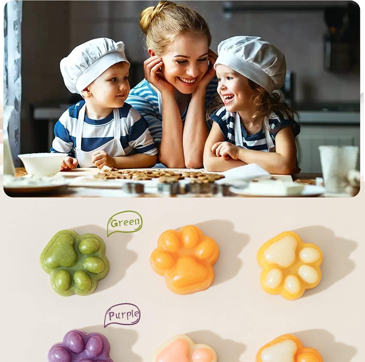 Puppy Dog Paw Bone Silicone Chocolate Moulds，Silicone Dog Treat Mold - 5 Pack