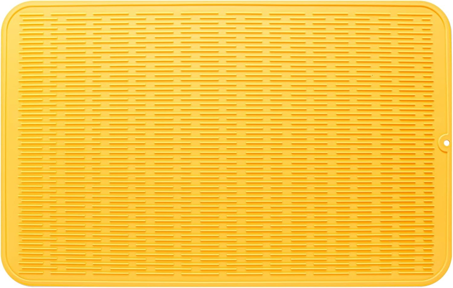 Silicone Dish Drying Mat for Multiple Usage,Easy clean,Eco-friendly,Heat-resistant Silicone Mat for Kitchen Counter or Sink,Refrigerator or Drawer Liner Yellow 3XL 28 inches x 18 inches