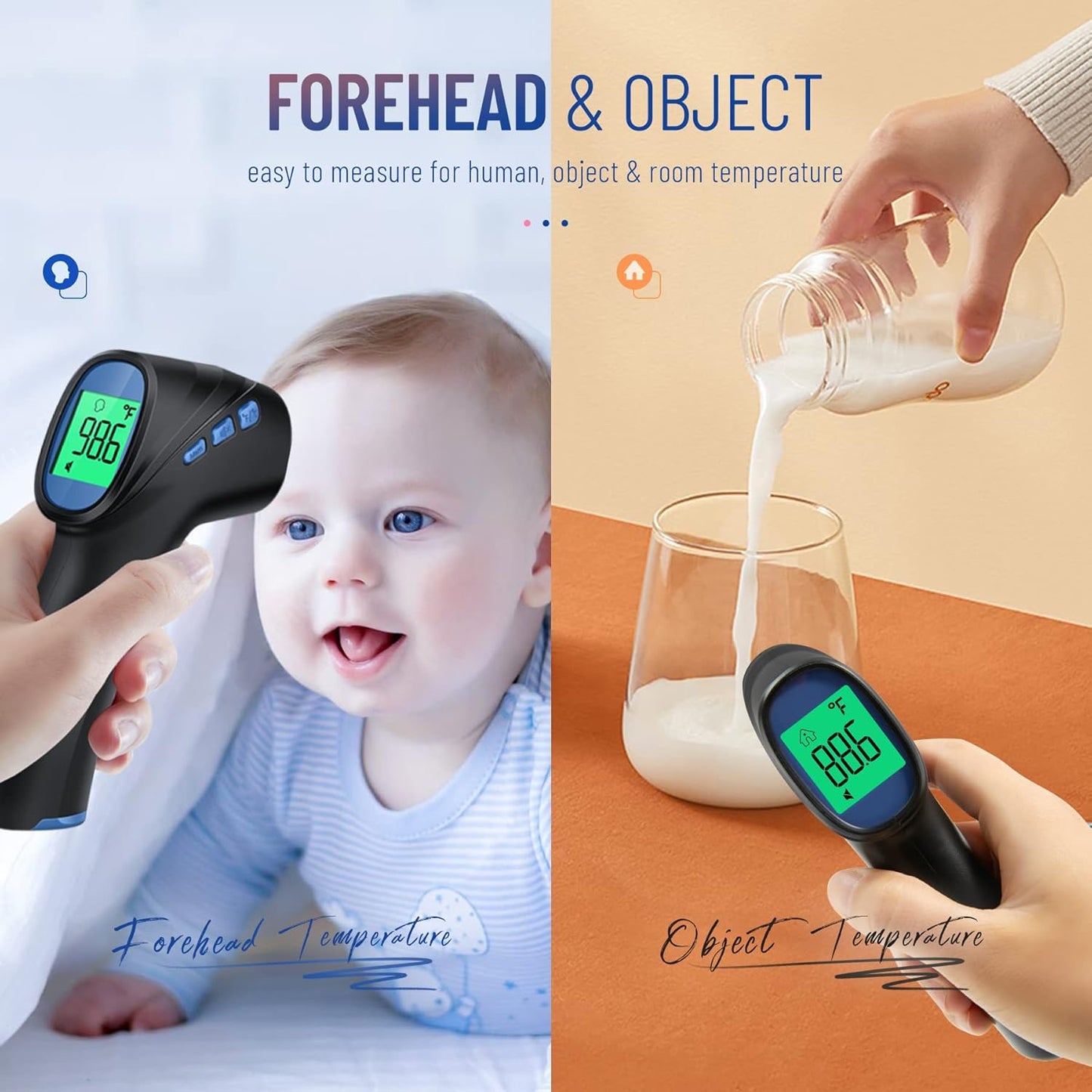 Forehead Thermometer for Adults and Kids, Digital Infrared Thermometer with Fever Alarm, Fast Accurate Results, Easy to use