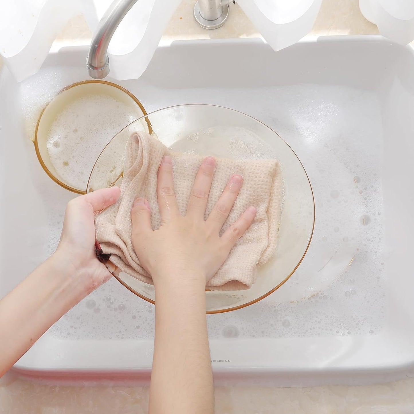 Homaxy 100% Cotton Waffle Weave Kitchen Dish Cloths, Ultra Soft Absorbent Quick Drying Dish Towels, 12 x 12 Inches, 6-Pack, Beige