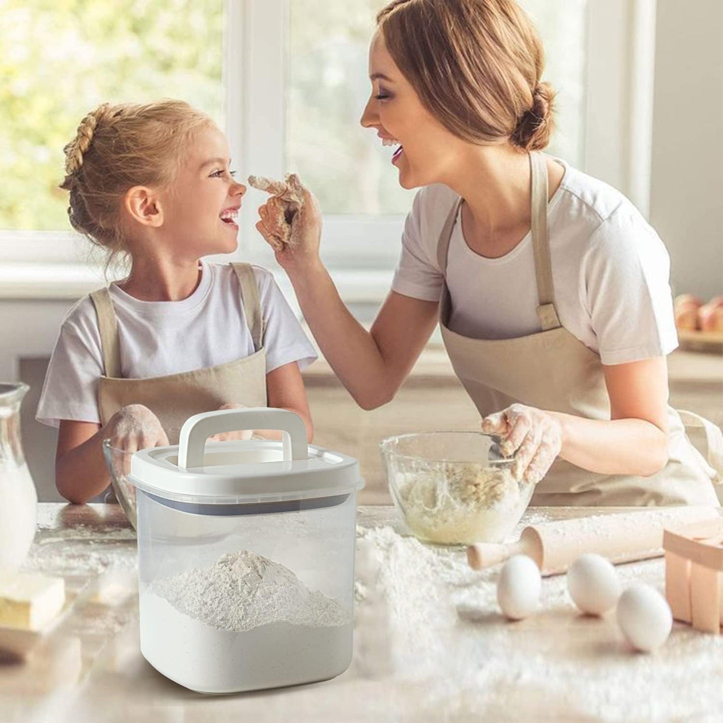 Rice Container 25 lbs,10.5 Qt/10 L/25 lbs Rice Dispenser Food Storage Bin with Measuring Cup & Brush Food Cereal Container Bins Household for Kitchen Pantry Organization(LG-10KG)