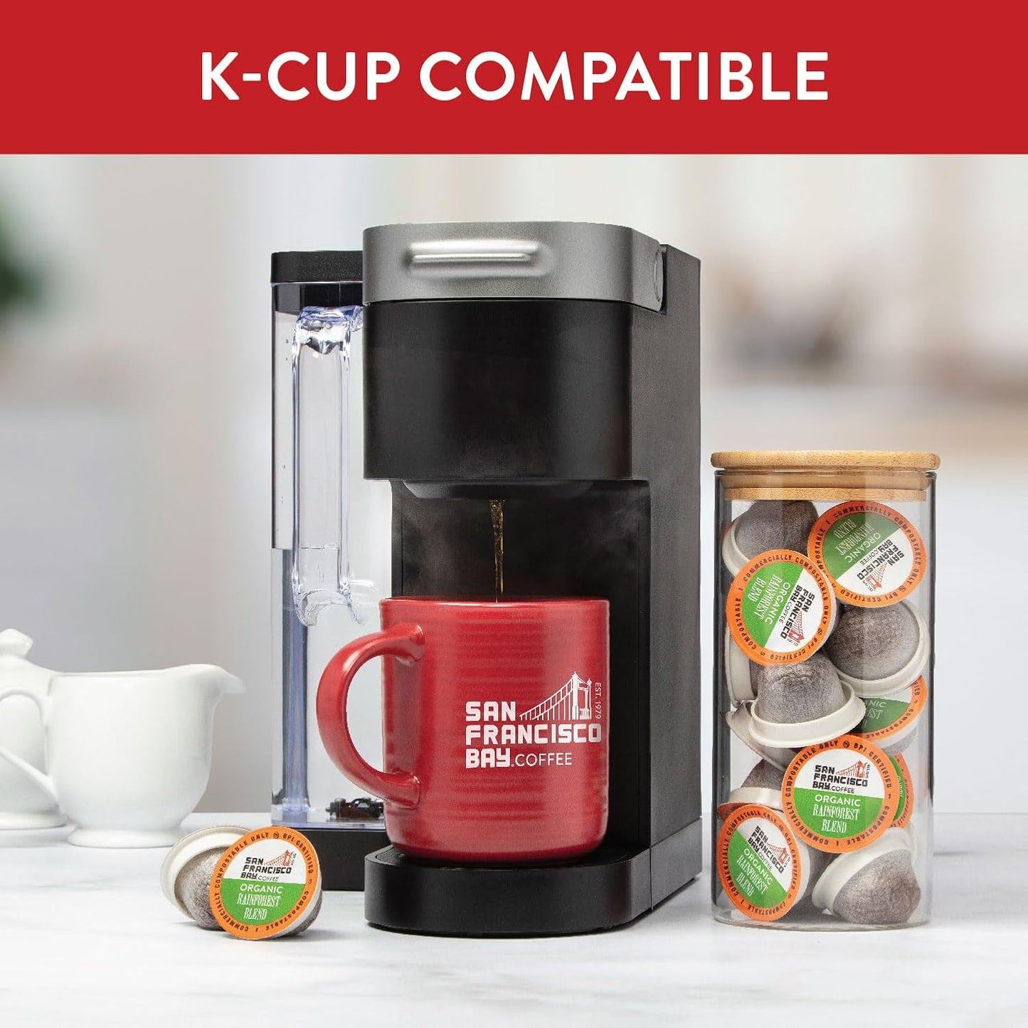 SF Bay Coffee OneCUP Organic Rainforest Blend 36 Ct Medium Dark Roast Compostable Coffee Pods, K Cup Compatible including Keurig 2.0