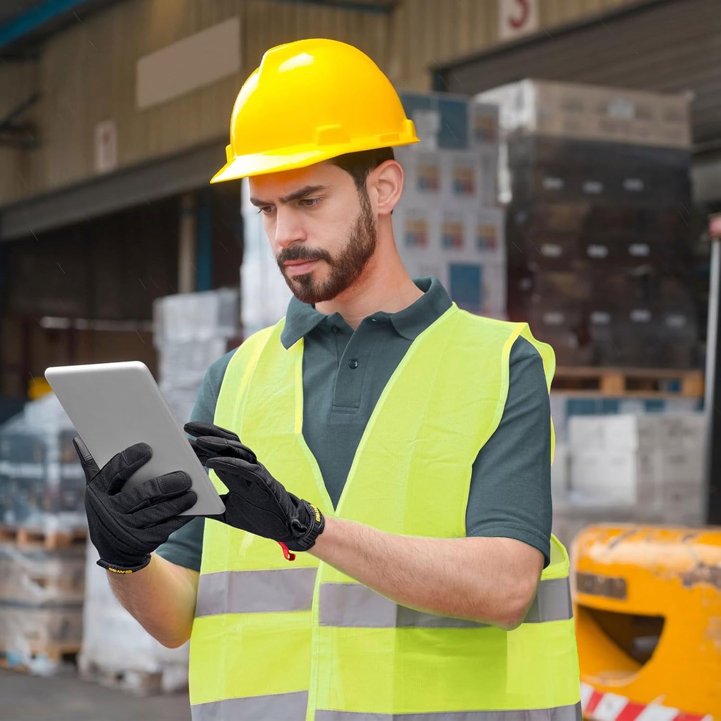 KAYGO Work Gloves For Men,3 Pairs KG125M Mechanic Utility Work Gloves for All Purpose, Excellent Grip, Heavy Duty, Improved Dexterity, Touch Screen,Black, XL