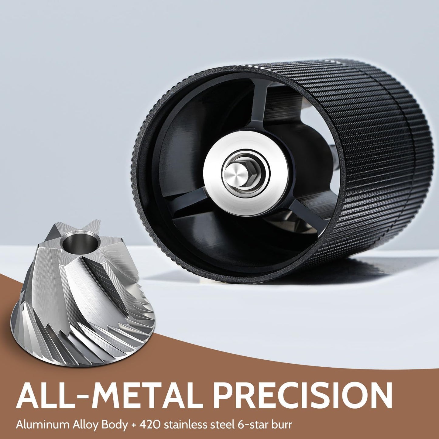 Manual Coffee Grinder, 420 Stainless Steel Conical Burr Hand Coffee Bean Grinder, Adjustable Grind Setting For Espresso, Pour Over, French Press (Black)