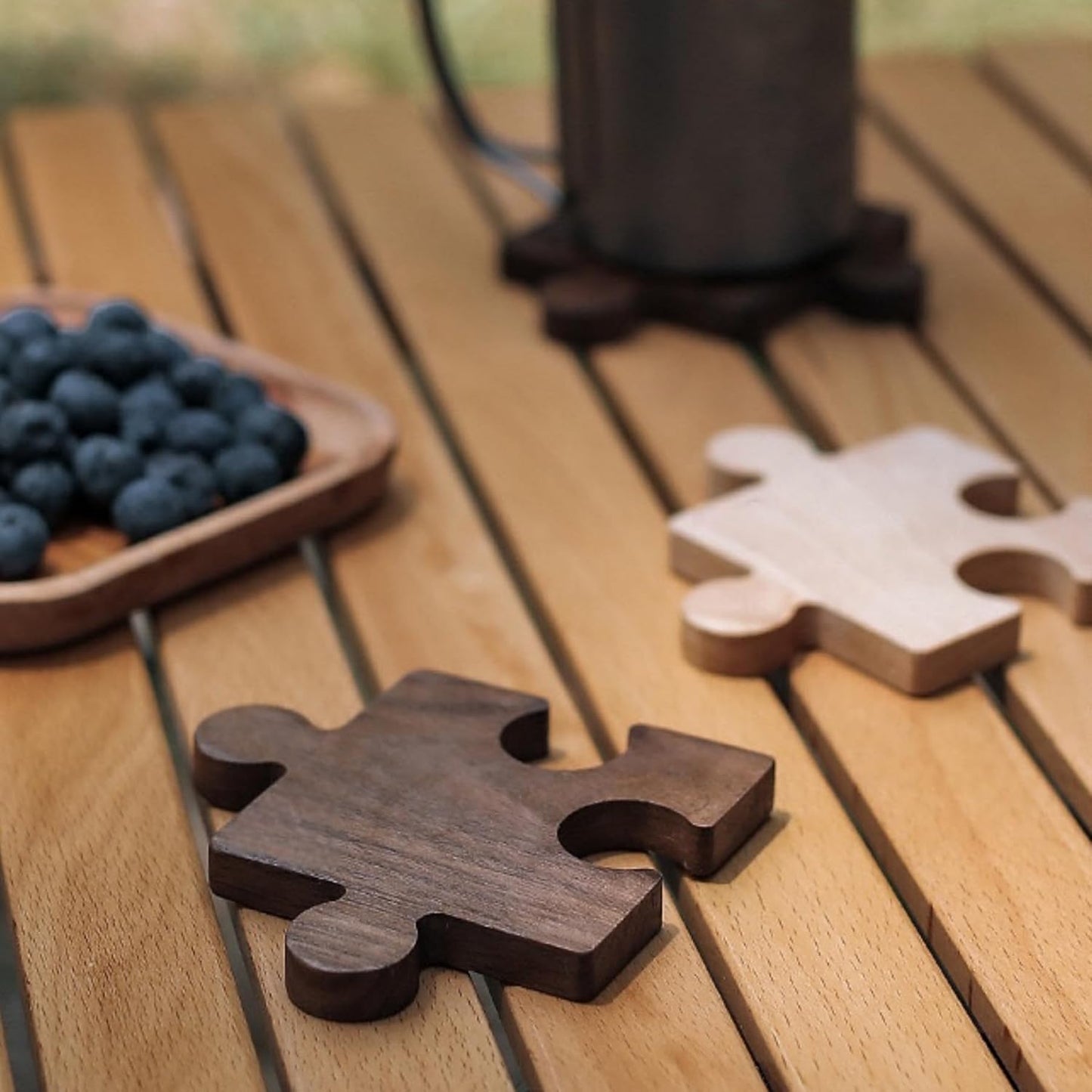 Wood Coasters Table Walnut Coaster Set of 4 Wooden Coaster Set,Puzzle Drink Coasters Farmhouse and Home Decor Cup Holders Warming Mat, Coffee Table Decor and Bar Accessories, Creative Gifts