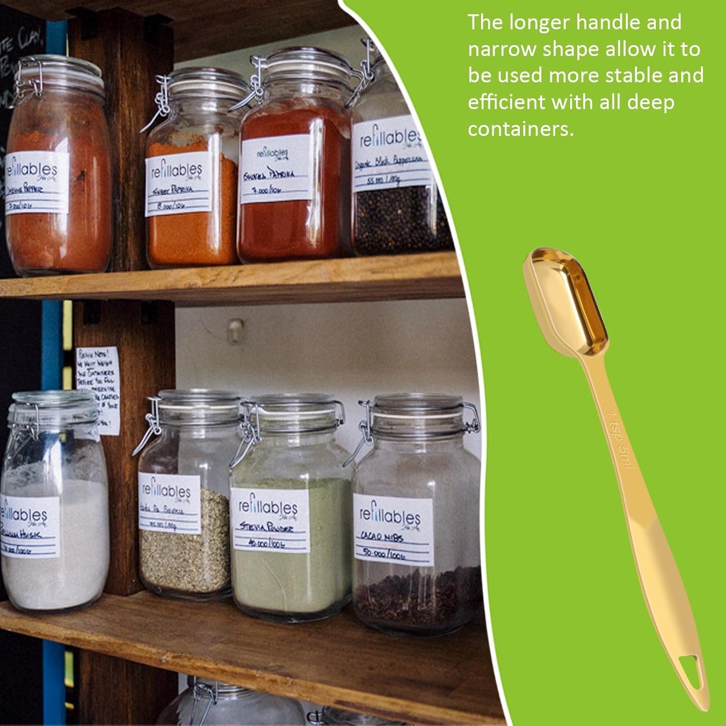 2 Pcs 1/4 Teaspoon(1.25 mL | 1/4 Tsp | 1/16 Tbsp | 1.25 cc | 1/32 oz) Stainless Steel Single Measuring Spoon, Long Handle Metal Measuring Spoon, Kitchen Gadgets for Cooking & Baking(Gold)