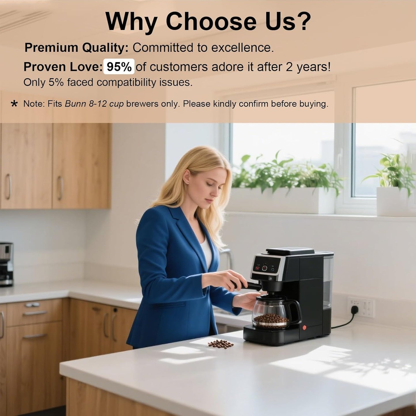 2 Pack Reusable Coffee Filter Replacement for BUNN 8 10 12 Cup Coffee Maker and Brewer Series BX, BTX, GRX, NHB, NHS, ST, HG & H