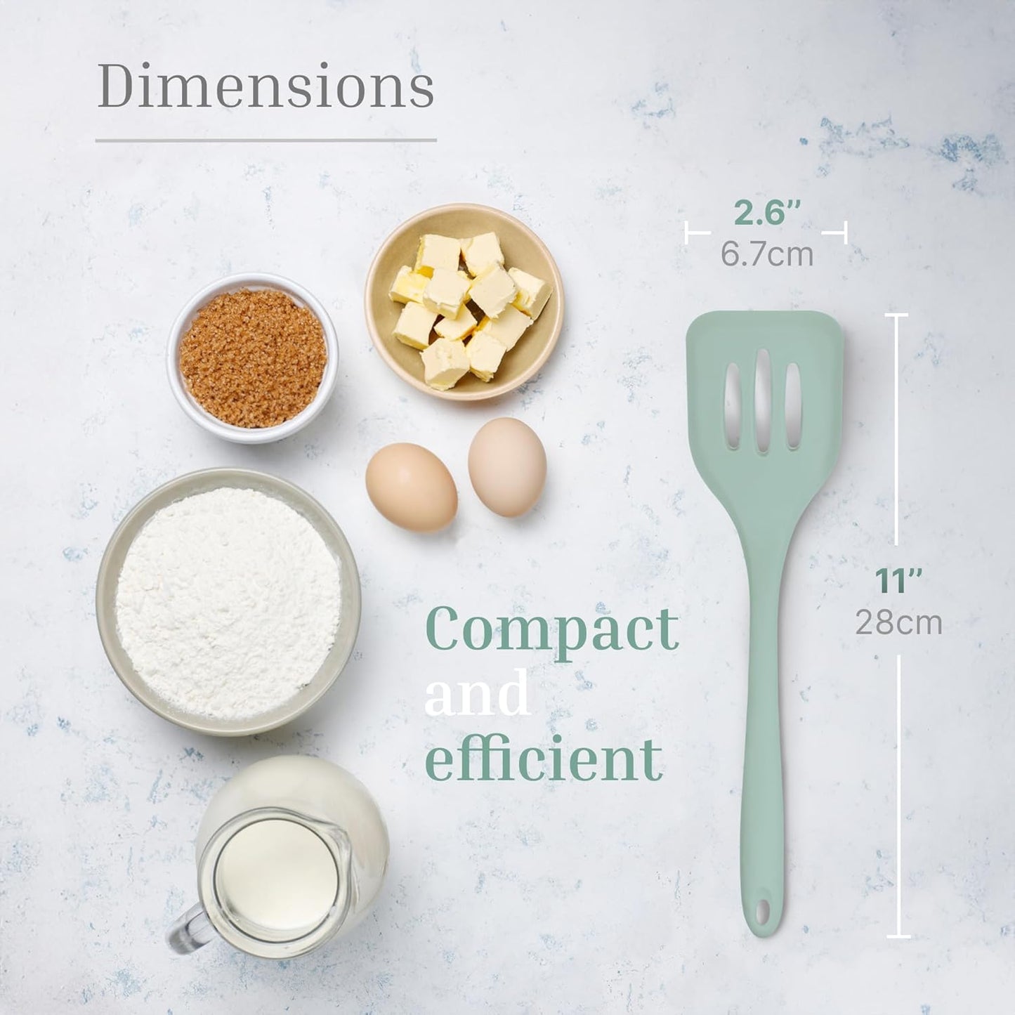 Silicone Slotted Turner Set – 2-Piece Set of Turner Spatulas for Eggs and Pancakes – Kitchen Tools & Accessories with Comfortable Handles, Heat-Resistant Utensils for Cooking and Baking – Pastel Green