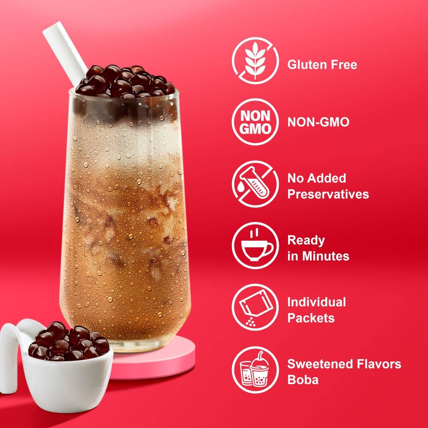 J WAY Instant Boba Bubble Pearl Milk Tea Kit with Authentic Brown Sugar Tapioca Boba, Ready in Under One Minute, Paper Straws Included - 3 Servings