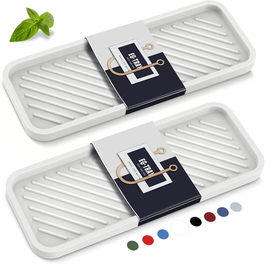 EG-SIPRO Kitchen Sink Organizer Tray,Sponge Holder for Kitchen Sink Bathroom Counter Tray Sponge Caddy Silicone Soap Holder for Soap dispenser, Bottle, Dishwashing Accessories(2-pack)
