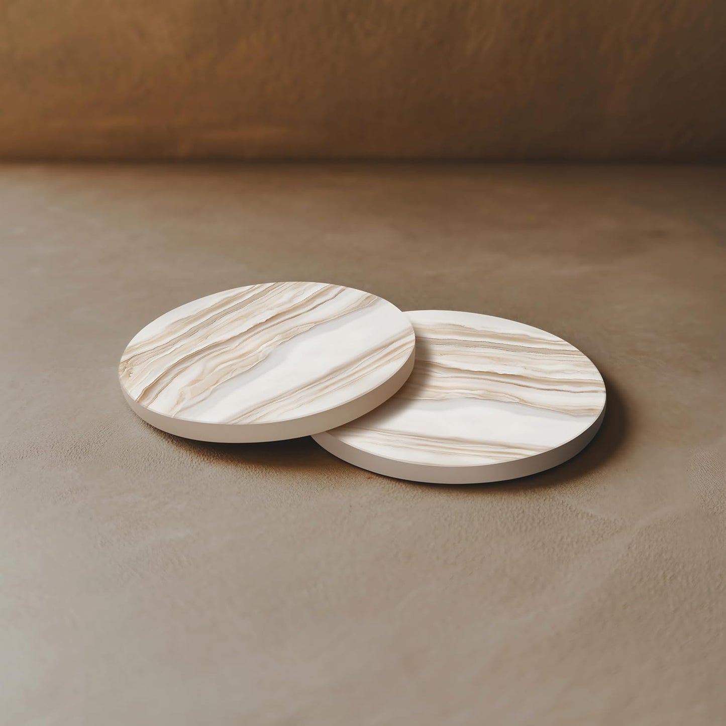 VEYRO Coasters Set of 4 for Drinks – Absorbent Ceramic Stone Drink Coasters with Cork Backing for Coffee Table & Desk, Modern Marble Look Cup Coaster Set, Housewarming Gift for New Home