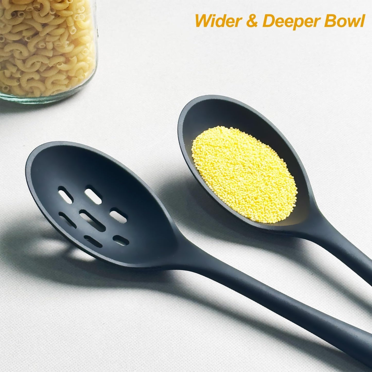 Silicone Cooking Utensils Set, Heat Resistant and large Non Stick Spatulas & Spoons for Kitchen, Ideal BPA Free Kitchen Turners for Frying, Mixing,Serving,Draining,Turning