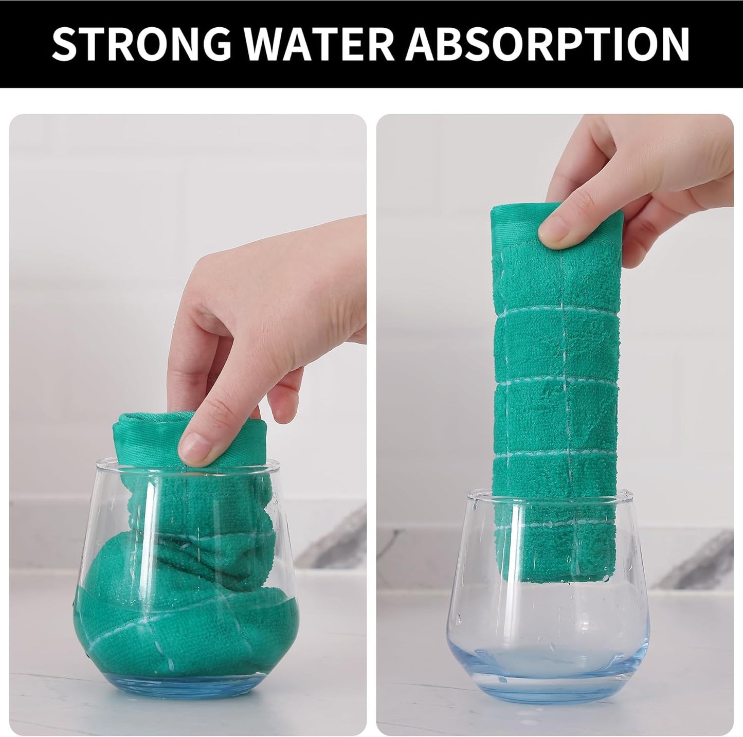 Homaxy 100% Cotton Terry Kitchen Towels(Turquoise, 13 x 28 inches), Checkered Designed, Soft and Super Absorbent Dish Towels, 4 Pack