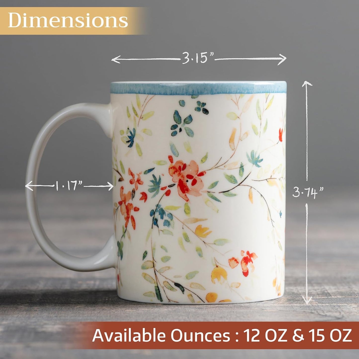 Maison d' Hermine Coffee Mug with Handles Fine Bone China Mugs Pack of Two Tea Cups for Hot Beverages Cappuccino Latte Home Restaurant Office Perfect for Gift (Colmar, 12 Ounce)