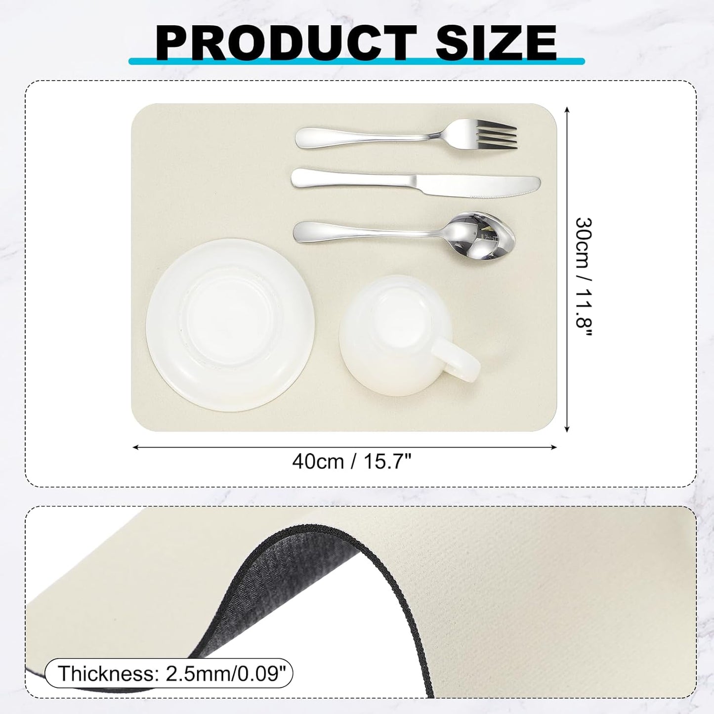 uxcell Silicone Mats for Kitchen Counter, 15.7" x 11.8" Non-Slip Countertop Protector Mat Heat Resistant Coffee Mat Waterproof Table Placemat, Beige