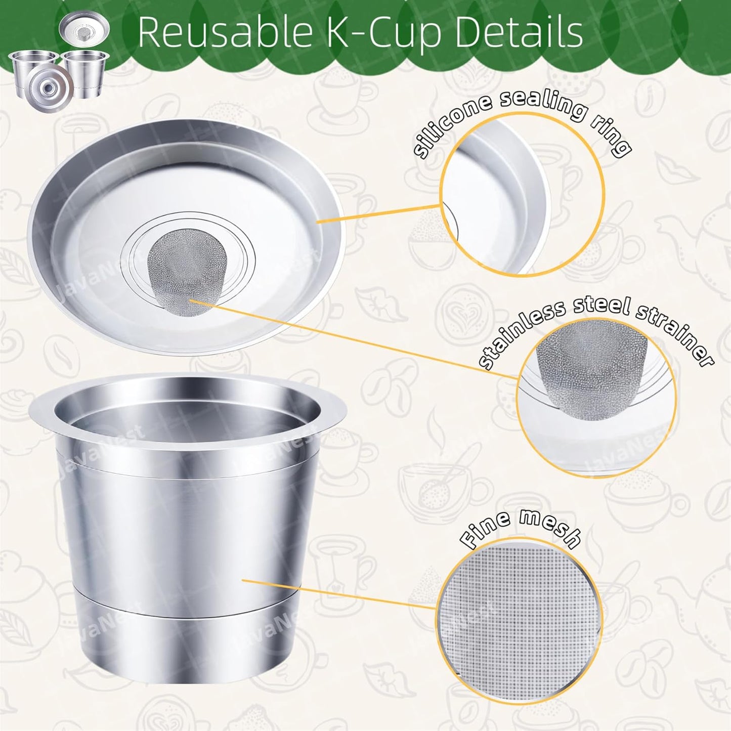 2 Pack Reusable K Cups for Keurig, Stainless Steel Reusable K Pods Coffee Filter, Refillable K Cups Compatible with Keurig 1.0