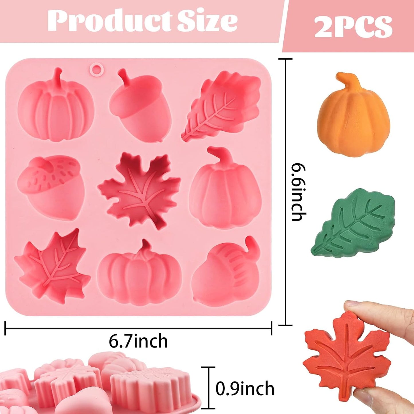 Thanksgiving Fall Silicone Molds Halloween Pumpkin Candy Mold Maple Leaf Fondant Molds Autumn Leaves Chocolate Cake Pan Baking Tray Mold for Thanksgiving Halloween Cake Cupcake Decorations