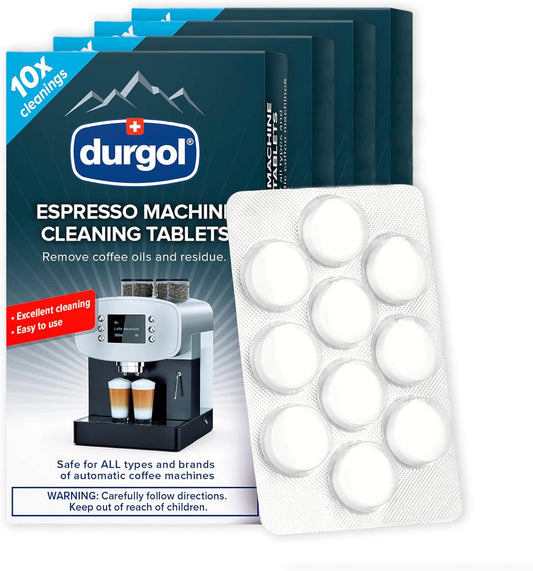 Durgol Espresso Machine and Coffee Maker Cleaning Tablets, 4 Pack (40 Pc)