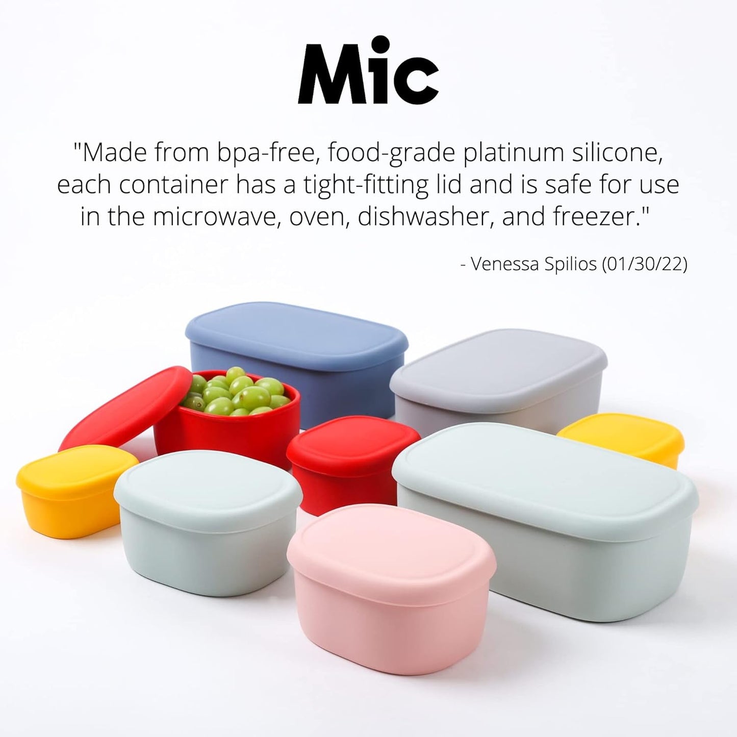 BLUE GINKGO Nesting Silicone Containers - Set of 3 Hard-Shell Silicone Food Storage Containers | BPA Free, Airtight, Dishwasher and Freezer Safe (6.7oz, 10oz, 20oz) - Green