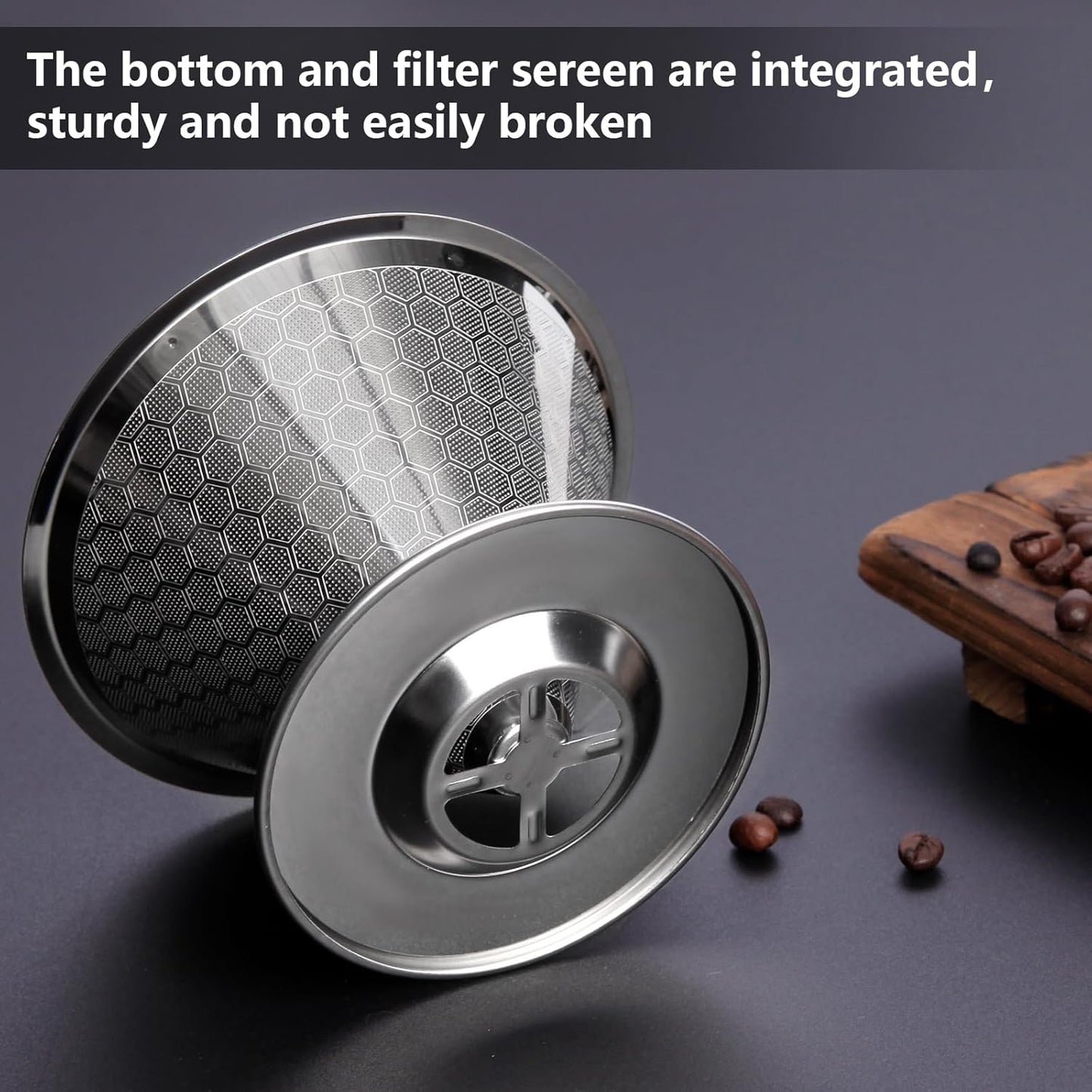 Coffee Strainer, V60 Pour Over, 18/10 Stainless Steel Laser Coffee Dripper, Fine Mesh Double Layer Metal Cone Filter, Colador De Cafe, Coffee Maker 1-4 Cup