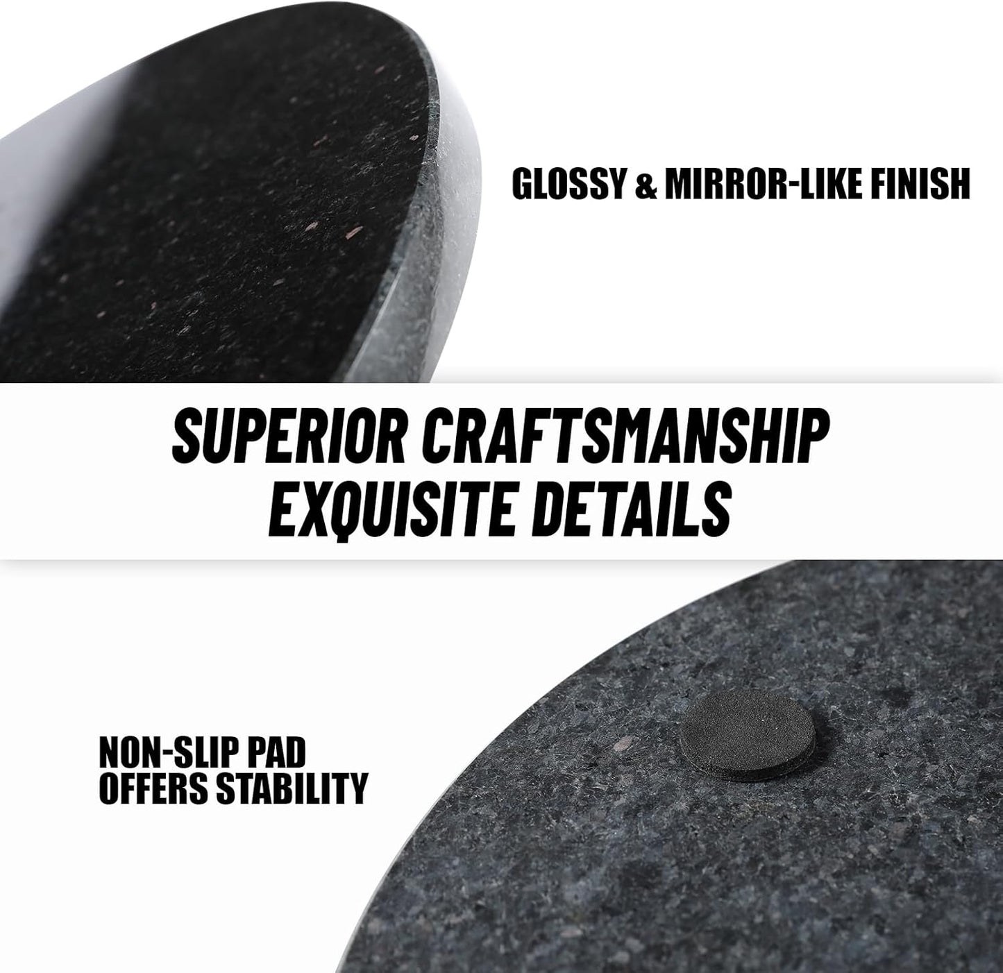 Koville Indian Natural Marble Cutting Board for Kitchen, 11inch Round Hand Crafted Marble Slab for Cheese, Charcuterie, Pastry Board - Wedding Gift, House Warming Gift(Black Galaxy)