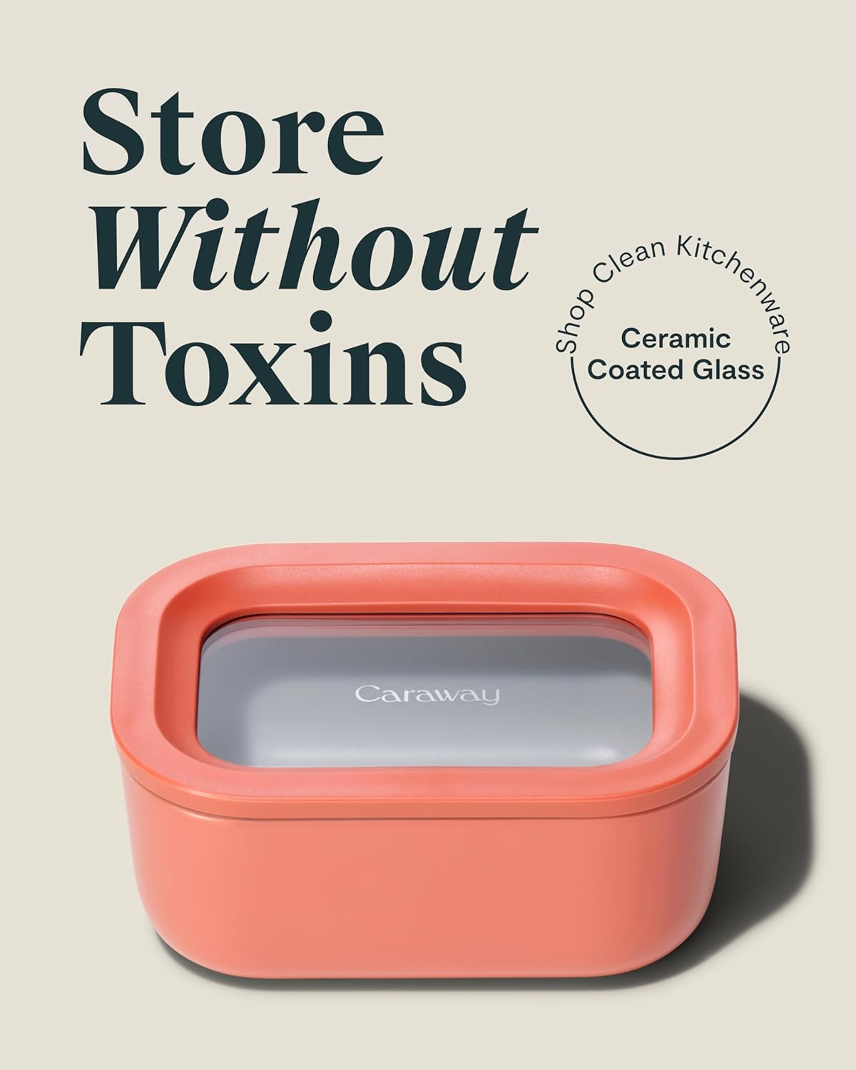 Caraway 6pc Glass Food Storage Set - 2.6 Cup Storage Containers For Food (6) - Non-Toxic Ceramic-Coated Glass - Air Release Technology - Compact & Stackable Design - Perracotta