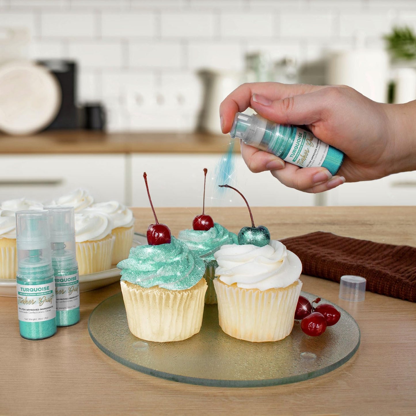 Bakell - Turquoise Tinker Dust (4g, 1x Mini Spray Pump) Edible Glitter for Food, Desserts, and Beverages!