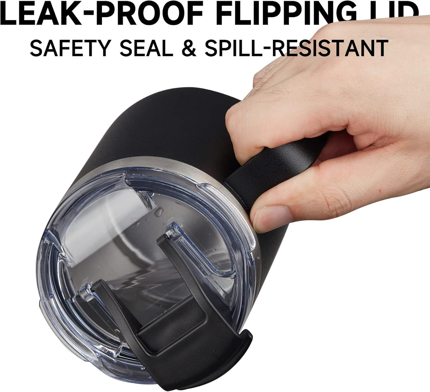 ALOUFEA 12oz Stainless Steel Insulated Coffee Mug with Handle, Double Wall Vacuum Tumbler Cup with Fliping Lid, Red, 2 Pack