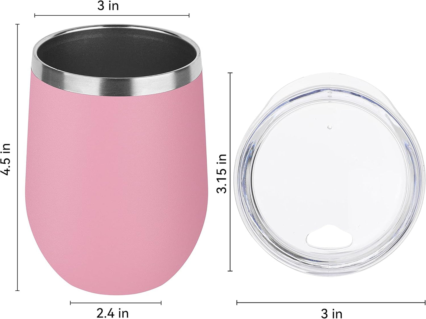 DOMICARE Stainless Steel Wine Tumbler Bulk with Lid, Personalized Insulated Tumblers Set, 12oz Travel Coffee Cups Pack of 16, Pink