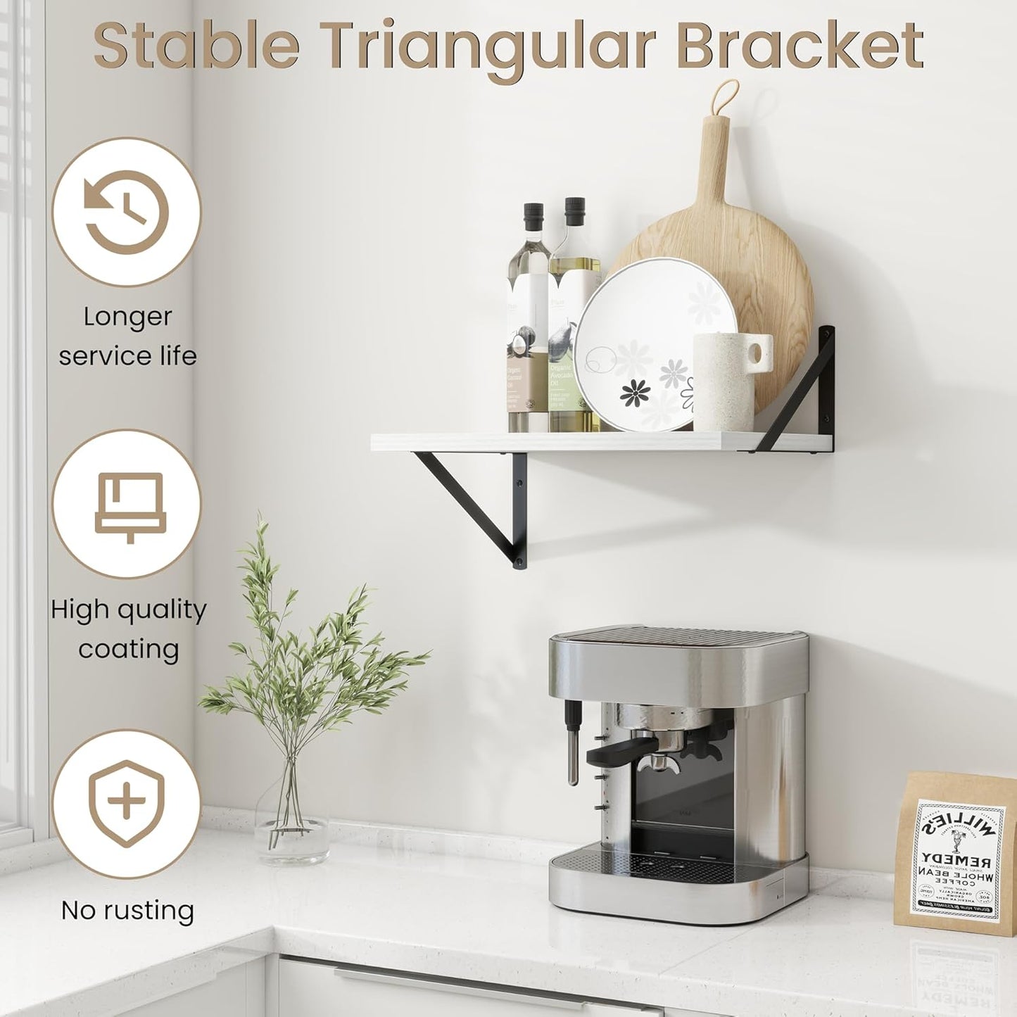 Dreamland White Floating Shelves for Wall, Wall Mounted Shelves, Large Floating Shelf 12 * 16 inch Set of 2 for Bookshelf Living Room Bedroom Home Office Bathroom