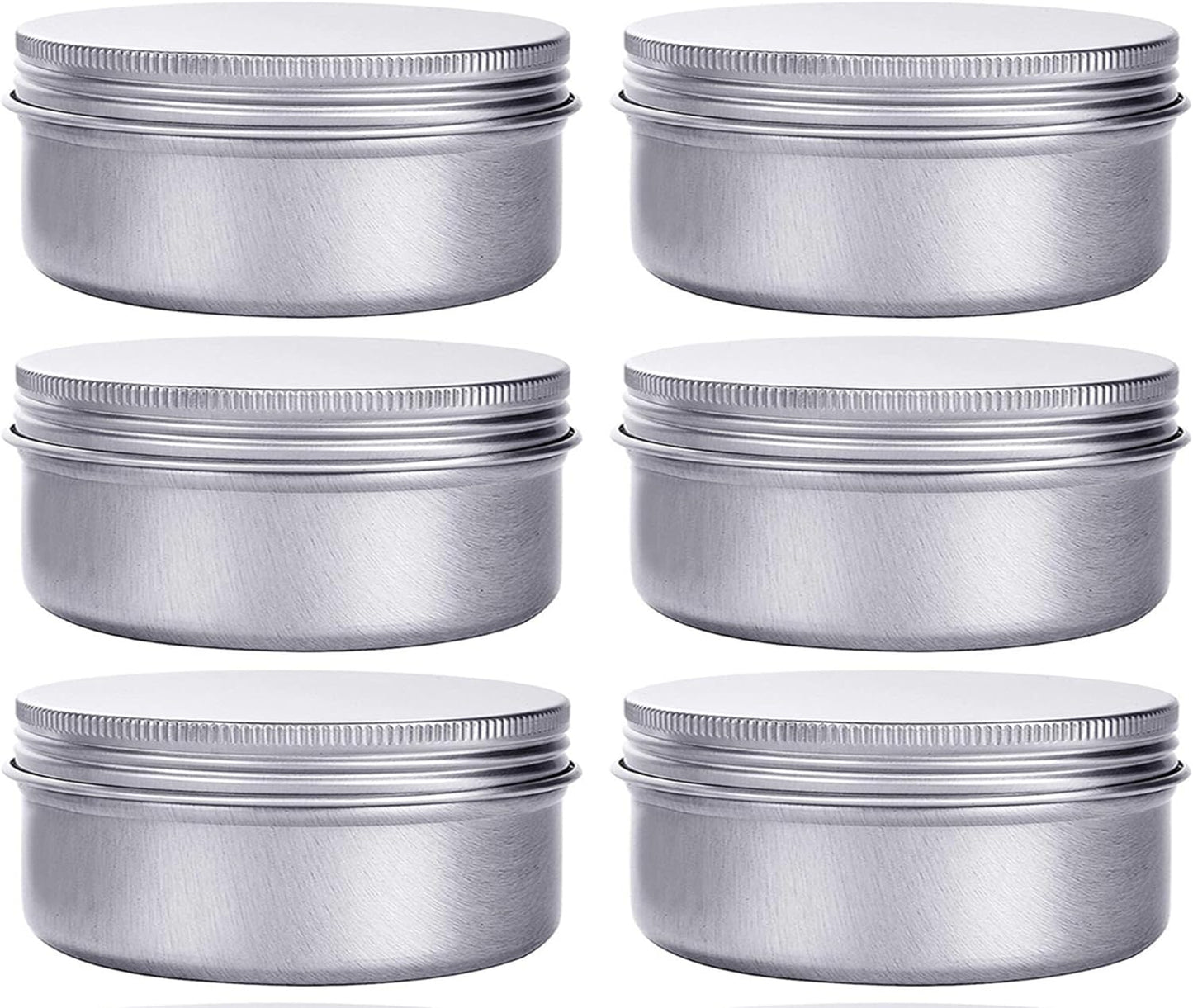 6 Ounce Aluminum Cans 180 mL Screw Lid Metal Storage Tins Containers for Storing Spices, Candies, Lip Balm, Candles, 6 Pcs.