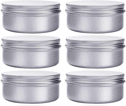 6 Ounce Aluminum Cans 180 mL Screw Lid Metal Storage Tins Containers for Storing Spices, Candies, Lip Balm, Candles, 6 Pcs.