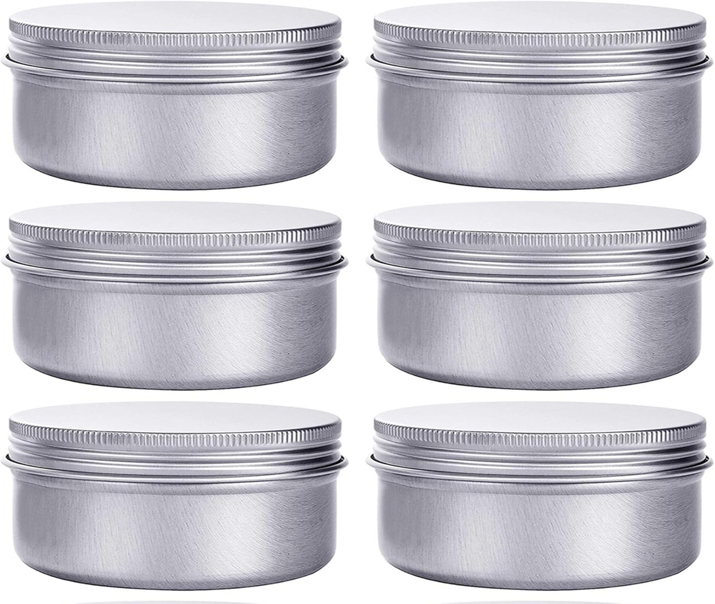 6 Ounce Aluminum Cans 180 mL Screw Lid Metal Storage Tins Containers for Storing Spices, Candies, Lip Balm, Candles, 12 Pcs.