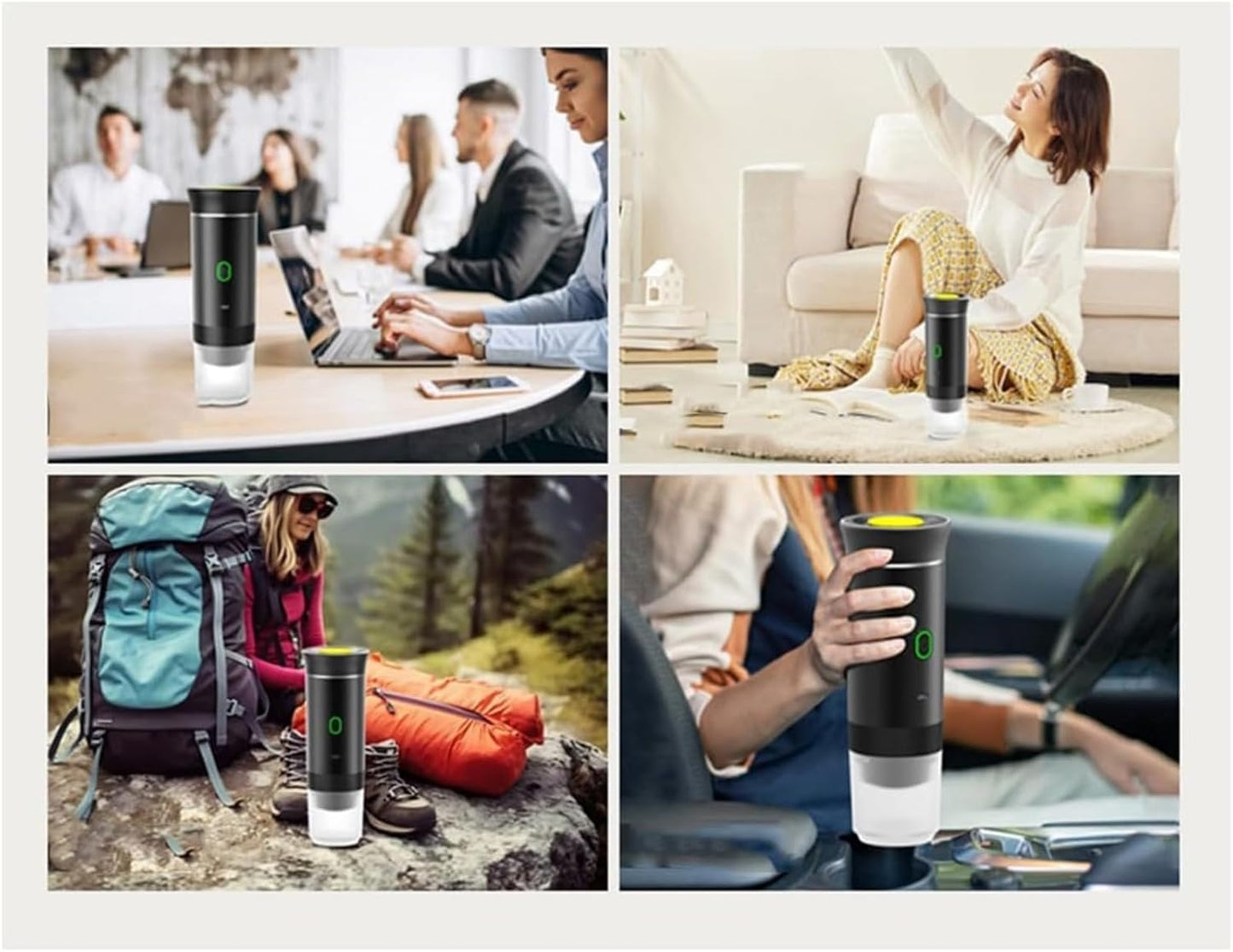 Esprova Portable Espresso Machine, Portable Electric Coffee Maker for Travel Camping, 3-in-1 Self-Heating Espresso Maker, Compatible with Ground Coffee and Capsules, Compact Lightweight (Black)