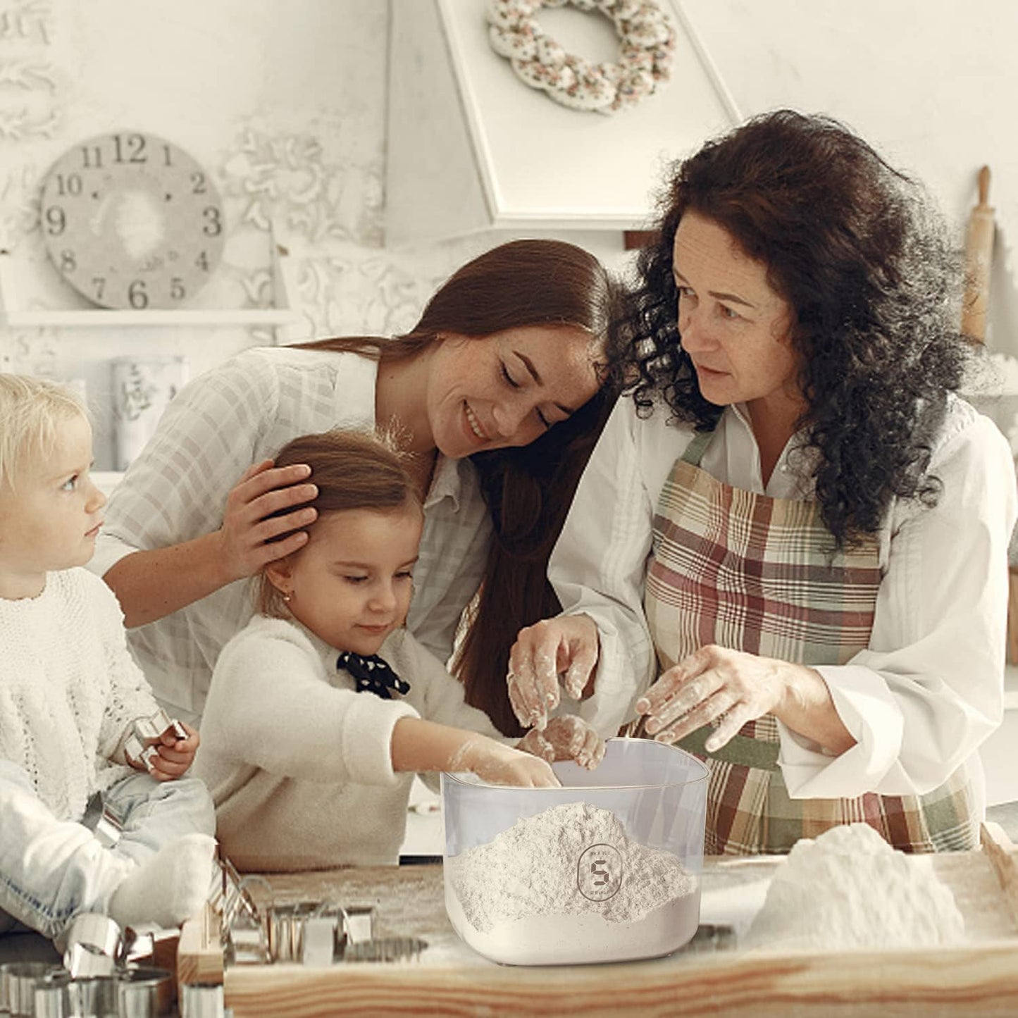 20-25 lbs Rice Dispenser,10.5 Qt/10 L/22-25 lbs Rice Container Storage with Measuring Cup & Brush Food Cereal Container Bins Household for Kitchen Pantry Organization (AY-10KG-WHITE)