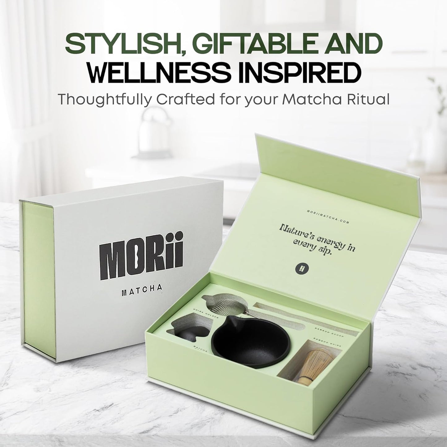 Luxury Matcha Set – 5 Piece Ceremonial Tea Kit with Matte Black Bowl, Bamboo Whisk, Holder, Sifter & Scoop – Premium Gift for Matcha Lovers at Home or Café