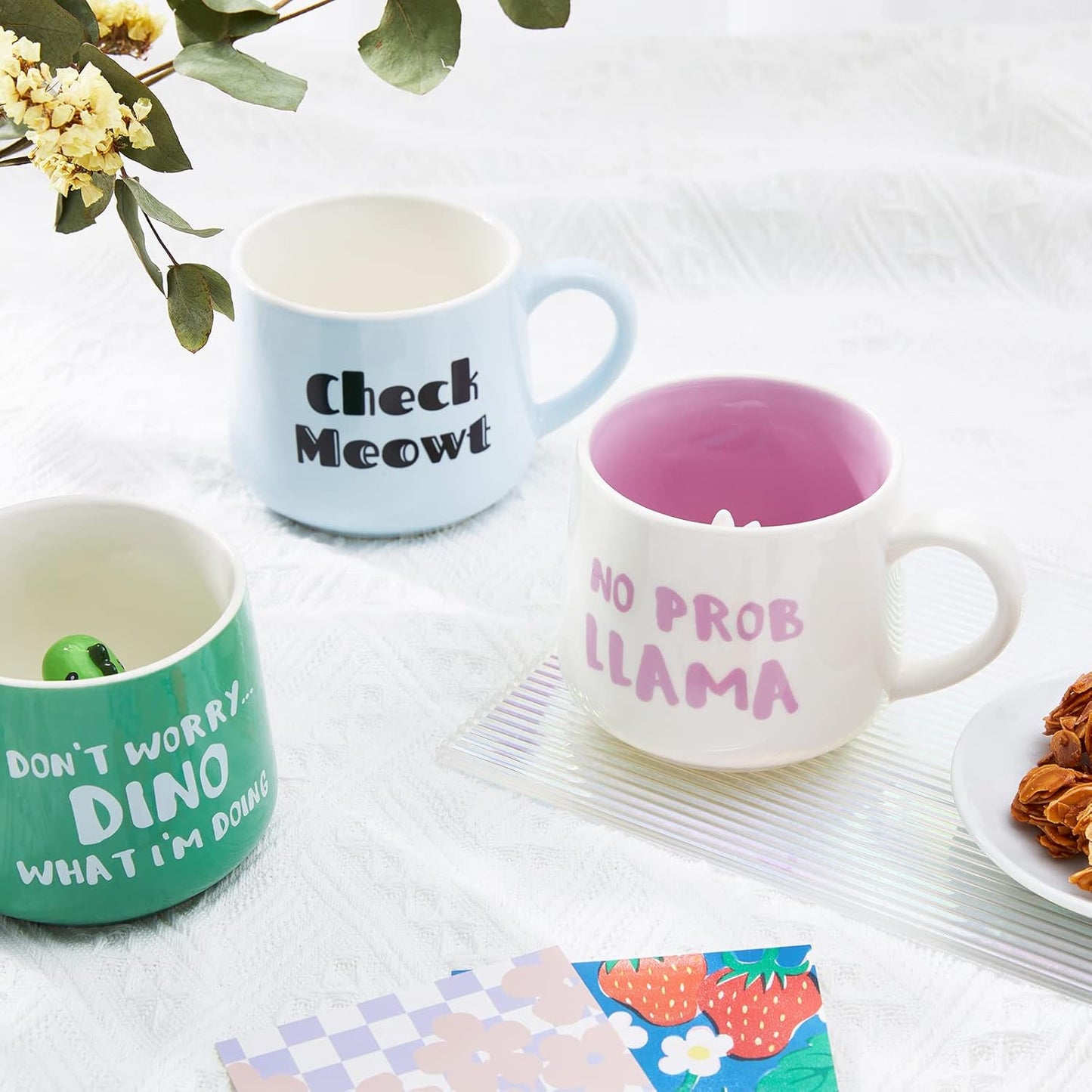 Mouse Ceramic Cup Hidden 3D Animal Inside Mug,12 oz Cute Cartoon Handmade Figurine Mugs,Christmas Birthday Surprise for Friends Family or Kids (Mouse)