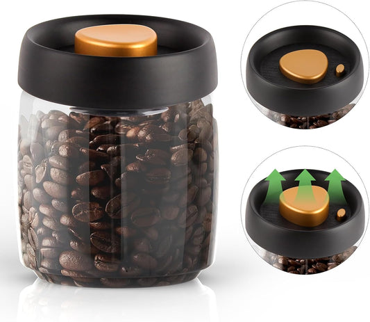 Coffee Vacuum Container Mason Jars: Food Coffee Bean Storage Containers with Lids Airtight, Plastic Wide Mouth Mason Jars Vacuum Sealer, Manual Vacuum Extraction Sealed Tank, 800ml