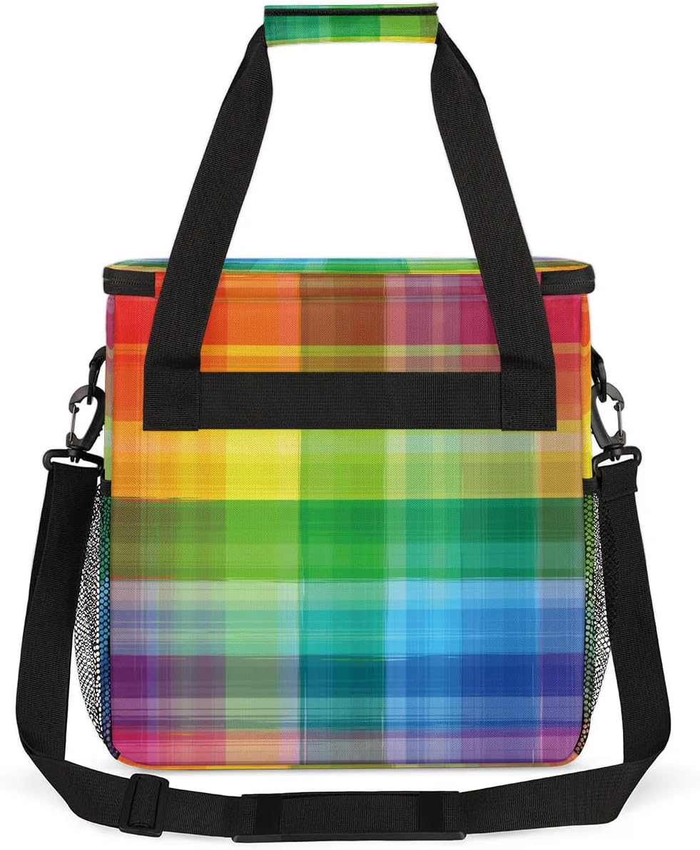 stripes colorful grid Coffee Maker Carring Bag Travel Carrying Storage Tote Bag Compatible with Keurig K-Mini or K-Mini Plus Portable Single Serve Coffee Brewer Case with Pockets for K-cup Pods