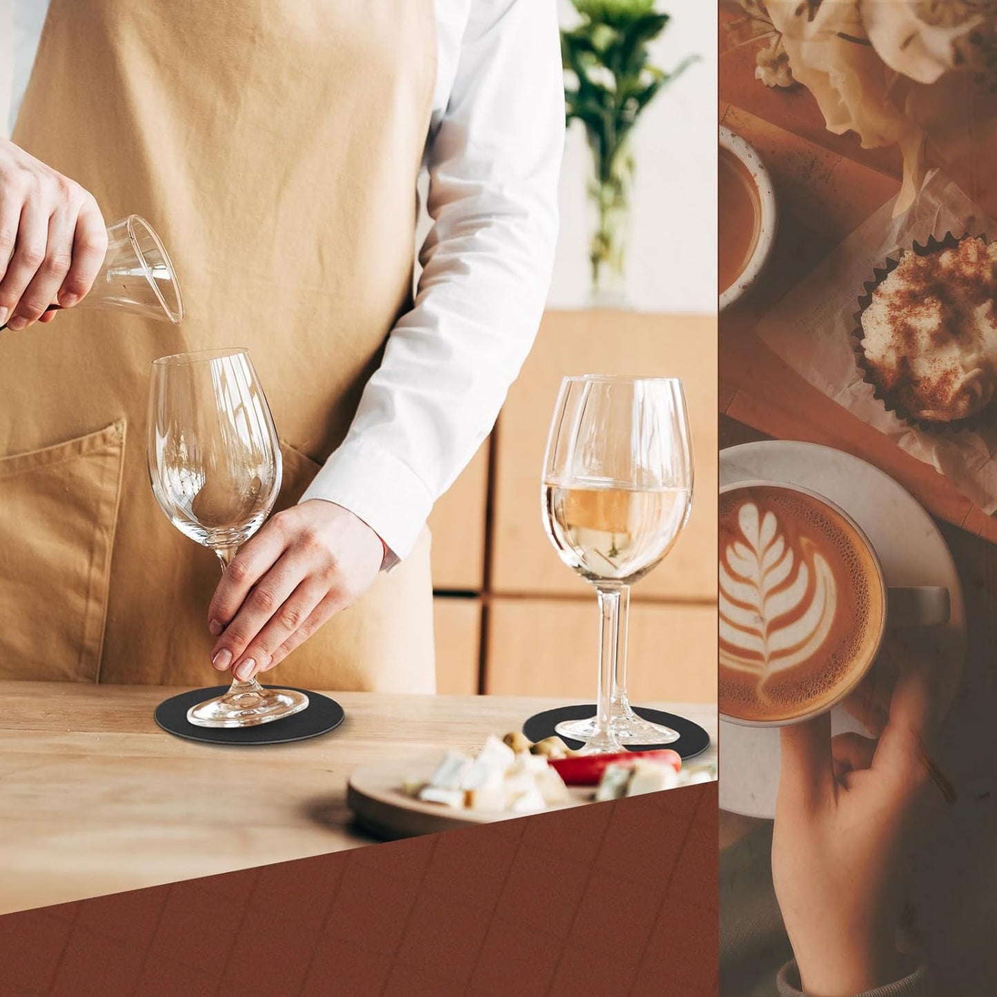 TaoBary 600 Pcs Disposable Paper Coasters Bulk 1MM, 4 Inch Round Cardboard Coasters Blank for Bar Drinks DIY Crafts Arts Wedding (Black)