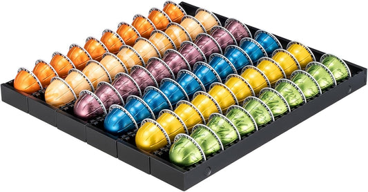 Coffee Pod Holder Drawer Organizer Insert for Counter,Nespresso Pod Holder DIY Magnetic Connect Black Metal(6 Packs)