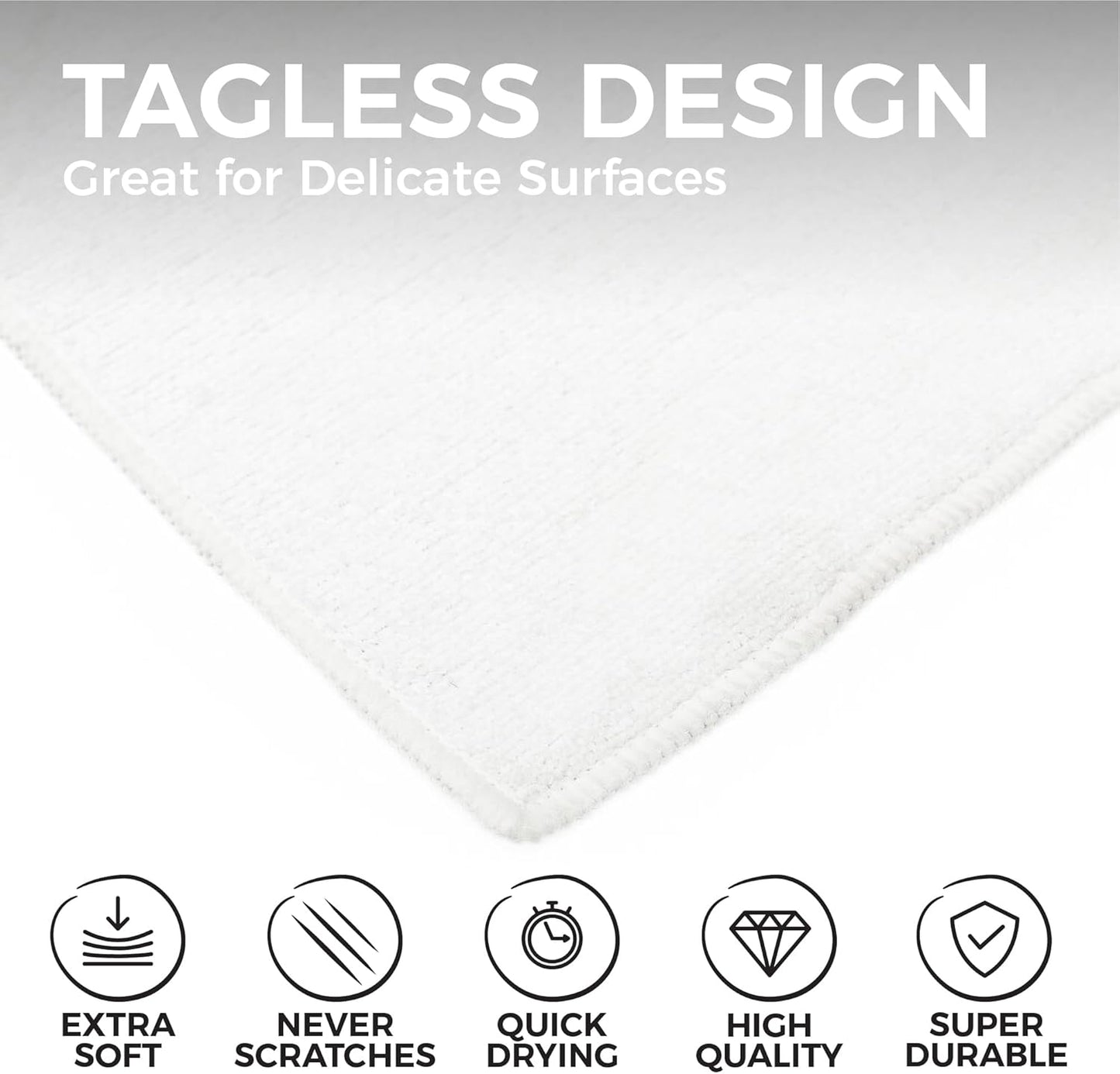 The Rag Company - All-Purpose Microfiber Terry Cleaning Towels - Commercial Grade, Highly Absorbent, Lint-Free, Streak-Free, Kitchens, Bathrooms, Offices, 300gsm, 14in x 14in, White (12-Pack)