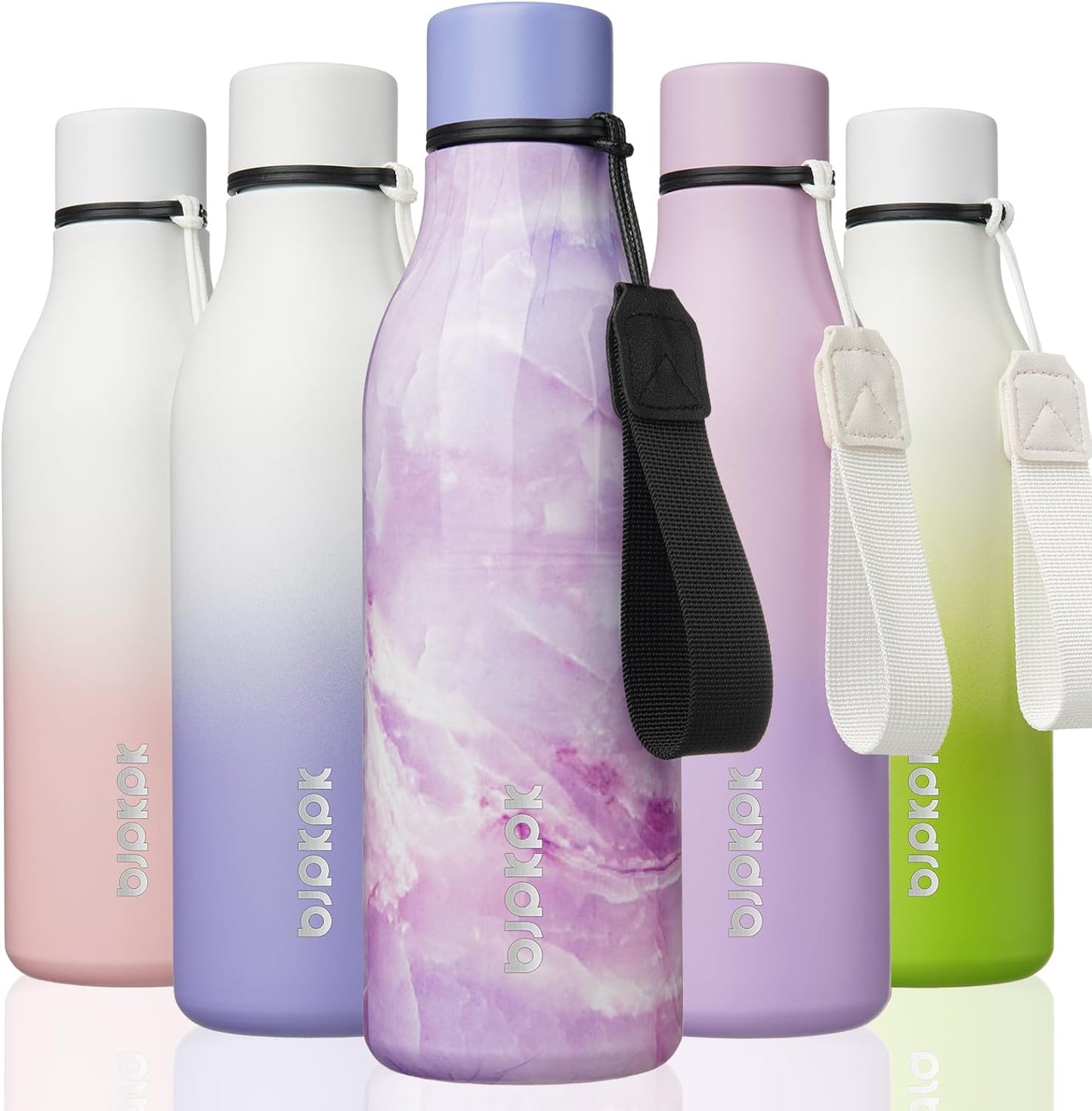 BJPKPK Insulated Water Bottles, 18 oz Stainless Steel Metal Water Bottle with Strap, BPA Free Leak Proof Thermos, Mugs, Flasks, Reusable Water Bottle for Sports & Travel, Dawn