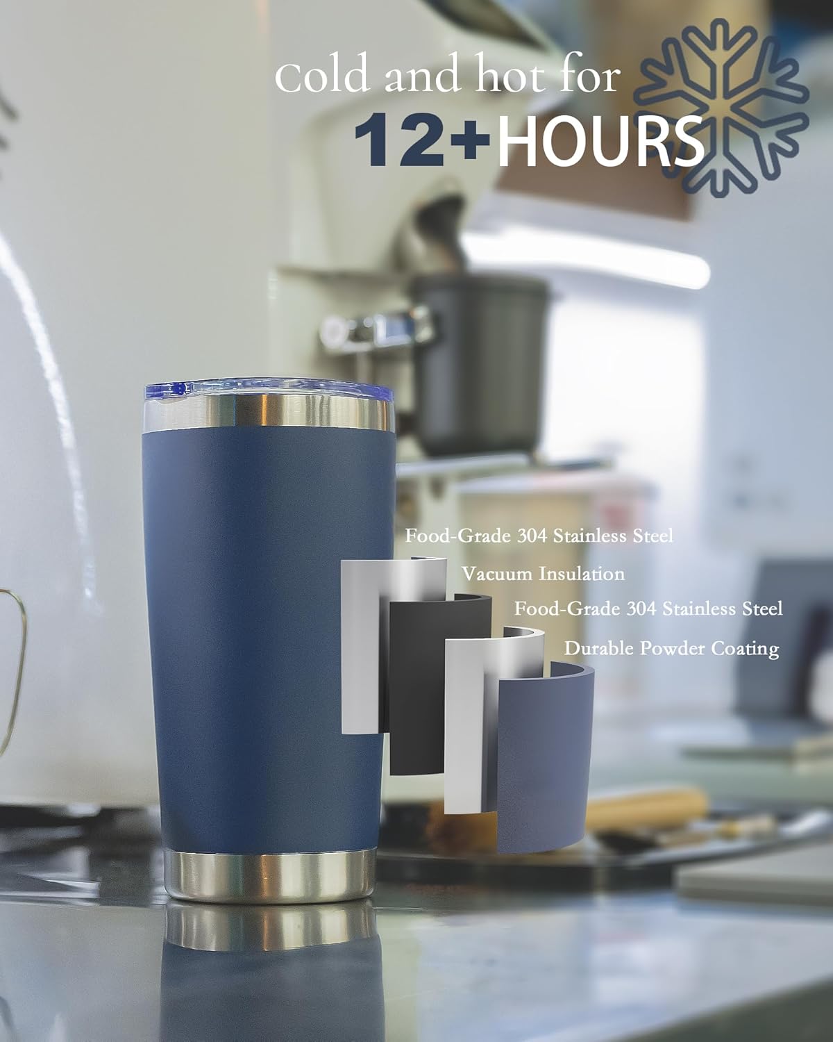 Travel Coffee Tumbler 20oz, 8 Pack Leakproof Travel Coffee Mug with Lid and Straw, Stainless Steel Double Wall Vacuum Insulated Tumbler for Hot/Iced Drinks (Textured Matte, Army Green)